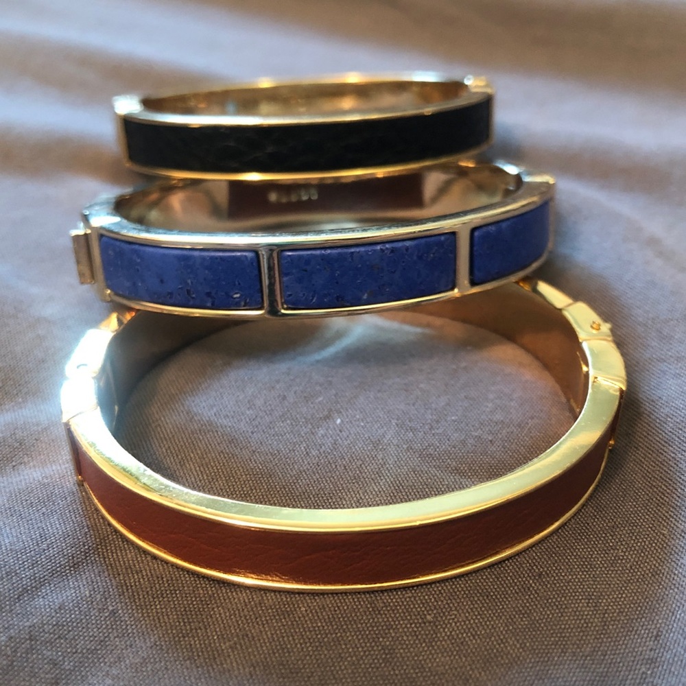 Set of 3 LOFT Gold & Leather Clasp Bracelets
